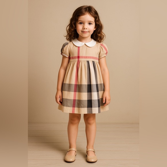 NWT Girl’s Classic Plaid Nova Check Puff Sleeve Collar Cotton Dress Size 7Y - Picture 13 of 13